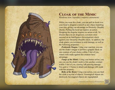 Magical Objects, Dnd Stories, Dungeons And Dragons 5e, D D Items, Dnd Funny, The Mimic, Dungeons And Dragons Classes, Dnd Dragons, Dnd 5e Homebrew