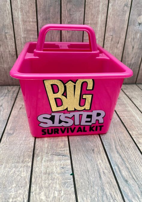 Sister Survival Kit, Big Sister Kit, Goft Ideas, New Big Sister Gifts, New Big Sister, Iron Man Birthday, Big Sister Announcement, Big Sister Gifts, Space Baby