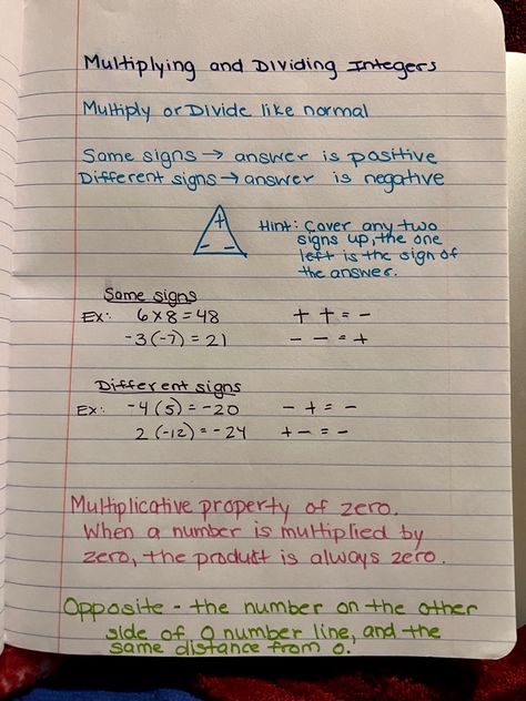 6 Grade Math Notes, Grade 7 Math Notes, 8th Grade Math Notes, 7th Grade Notes, 7th Grade Math Notes, Integers Notes, Maths Revision Notes, Middle School Math Notes, Algebra Notes