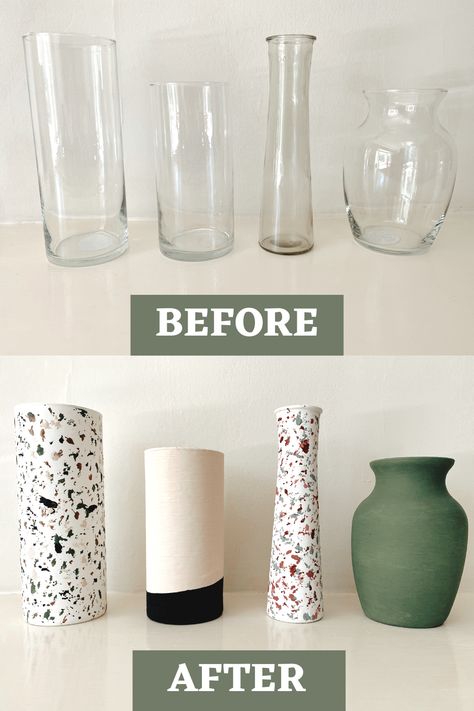 DIY: How I Remodeled $1 Vases Into Stunning Ornamental Items- #Beautiful #Decorative #DIY #Pieces #transformed #Vases Check more at https://howcandothis.com/weddingideas/diy-how-i-remodeled-1-vases-into-stunning-ornamental-items/ Diy Vases Centerpiece, Y’all Vase Decor, Diy Decoration Pieces, Vase Stand Ideas, Dipped Vase Diy, Home Decor Vases Ideas, Vase Organization Ideas, Vase Styling Inspiration, Bedroom Vase Decor