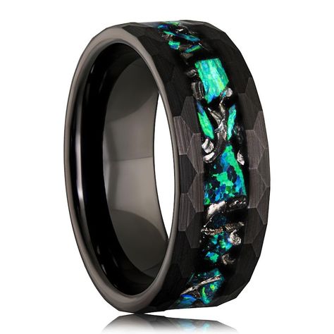 PRICES MAY VARY. Unique and Rare Materials: This handcrafted Meteorite and Emerald Green Opal Ring features a genuine meteorite inlay and stunning green opal, making it a rare and exceptional piece of jewelry. Unmatched Quality: Crafted from superior quality Tungsten, this ring is designed for durability and longevity. Its comfortable fit ensures a pleasant wearing experience. Limited Supply: Due to the rarity of the materials used, this ring is available in limited quantities. Don't miss the ch Quaternary Period, Meteorite Rings, Men Wedding Band, Wedding Ring For Men, Iron Meteorite, Engraved Box, Tungsten Wedding Rings, Jewelry Wedding Rings, Ring Ideas