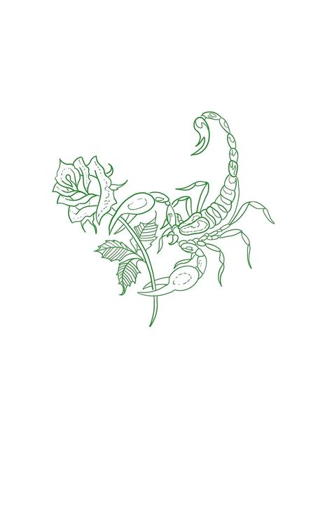 Scorpion Tarot Card Tattoo, Green Tattoos For Women, Scorpio Rising Tattoo, Scorpio Flower, Scorpio Sign Tattoos, Scorpio Wallpaper, Tattoo Belly, Serotonin Tattoo, Green Tattoos