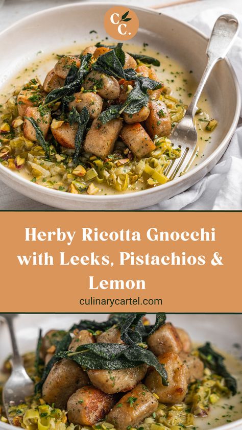 With just 5 simple steps and ready in approximately 40 minutes, Herby Ricotta Gnocchi with Leeks, Pistachios & Lemon guarantees an enjoyable pasta experience for everyone involved. Ricotta Gnocchi Recipes, Gnocchi Bake, Ricotta Gnocchi, Baked Gnocchi, Clean Eating Lifestyle, Handmade Pasta, Gnocchi Recipes, Split Pea, Vegetarian Cooking