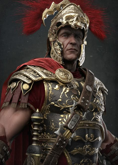 The Centurion, Damon Woods on ArtStation at https://www.artstation.com/artwork/QneoL Imperial Legion, Roman Armor, Artist Magazine, Roman Centurion, The Centurions, Roman Warriors, Roman Legion, Ancient Armor, Empire Romain