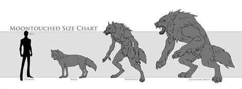 Moontouched Size Chart by hellcorpceo on DeviantArt Werewolf Reference, Werewolf Drawing, Werewolf Aesthetic, Werewolf Art, Creature Drawings, Mythical Creatures Art, Creature Concept Art, Wolf Art, Creature Concept