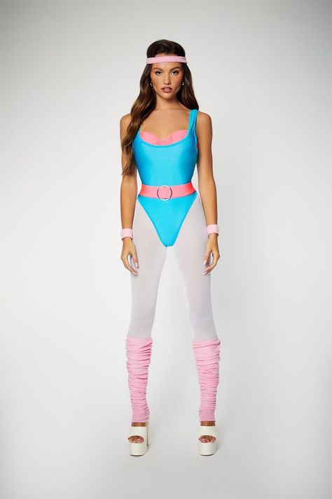 70s Workout Costume, Unique Womens Halloween Costumes, 70s Workout, Pink Cowgirl Costume, Workout Costume, 80s Workout Costume, Womens Halloween Costumes, Jester Outfit, 80s Dance