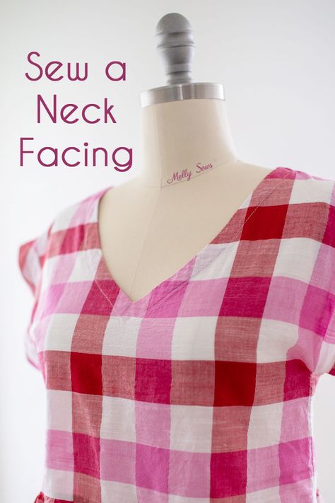 Melly Sews Tutorials, How To Finish A V Neckline, How To Sew Different Necklines, How To Sew Neckline Tutorials, How To Sew A Neckline, How To Sew Neckline, How To Sew A Top For Beginners, Sew Neckline, How To Sew A Top