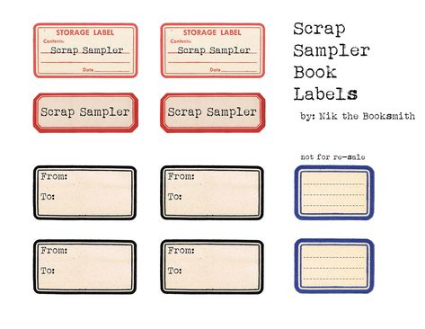 scrap labels | by Nik the Booksmith Art Supplies Labels, Papel Vintage, Storage Labels, Label Image, Free Vintage Printables, Altered Book Art, Mailing Labels, Cool Typography, Book Labels