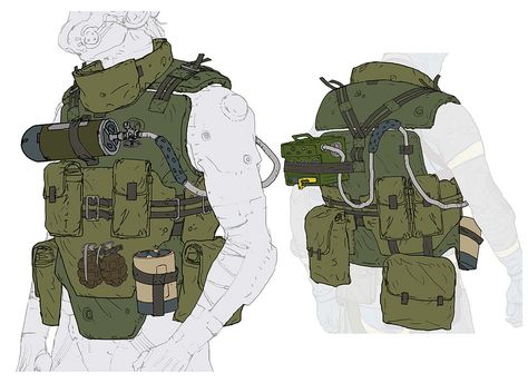 Vest Concept from Metal Gear Online Metal Gear Online Concept Art, Tactical Vest Drawing, Solider Concept Art, Metal Gear Concept Art, Metal Gear 3, Concept Art Landscape, Sci-fi Armor, Future Soldier, Combat Gear