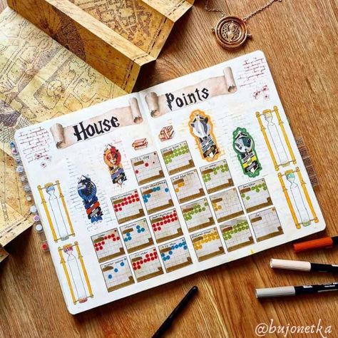 11 Harry Potter Habit Tracker Ideas For Your Bullet Journal | Masha Plans Harry Potter Habit Tracker, Harry Potter Journal Ideas, Harry Potter Bullet Journal Ideas, Reading Bullet Journal, 2025 Bujo, Harry Potter Bullet Journal, Bullet Journal Title Page, Planer Ideas, Habit Tracker Ideas