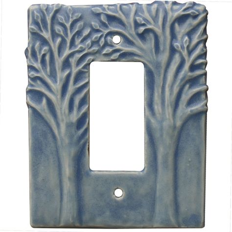 Tree Design single rocker decora GFI outlet & Ceramic Light Switch Cover is an original design that is hand sculpted by artist Beth Sherman of www.HoneybeeCeramics.com Gfi Outlet, Ceramic Light Switch, Fire Clay, Art Light, Ceramic Light, Rocker Switch, Light Switch Cover, Tree Design, Pottery Ideas