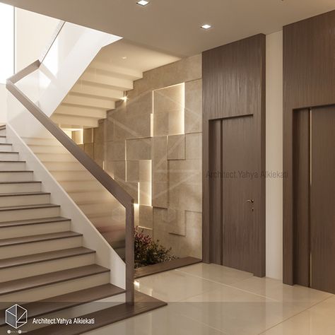 Staircase Interior Design, Staircase Design Modern, Stairs Design Interior, Lobby Interior Design, Stairs Design Modern, Stairway Design, Veneer Panels, Luxury Living Room Design, Home Stairs Design