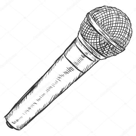 Drawing Of Microphone, Mic Sketch, Microphone Painting, Microphone Sketch, Mic Drawing, Object Sketches, Mic Tattoo, Microphone Drawing, Music Art Drawing