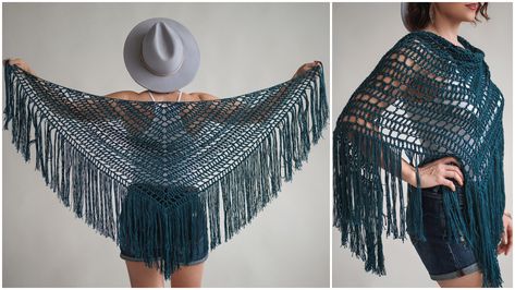 Free Boho Beginner Crochet Shawl Pattern - Expression Fiber Arts | A Positive Twist on Yarn Chunky Knit Headband, Knit Wrap Pattern, Crochet Triangle Shawl Pattern, Crochet Shawl Pattern, شال كروشيه, Boho Shawl, Easy Knitting Projects, Crochet Triangle, Crochet Shawls And Wraps