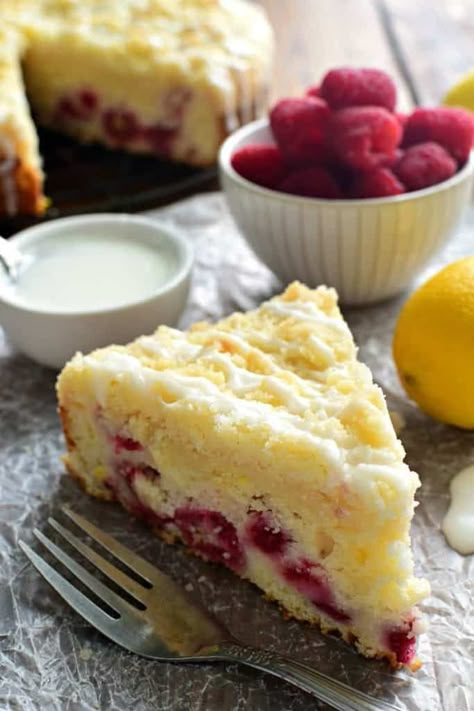 This Lemon Raspberry Coffee Cake is perfect for spring! Packed with the delicious flavors of fresh lemon and raspberries, this coffee cake is sure to become a brunch time favorite! Lemon Raspberry Coffee Cake, Raspberry Coffee Cake, Raspberry Coffee Cakes, Raspberry Coffee, Cake Mug, Raspberry Recipes, Breakfast Sweets, Coffee Cakes, Coffee Cake Recipes