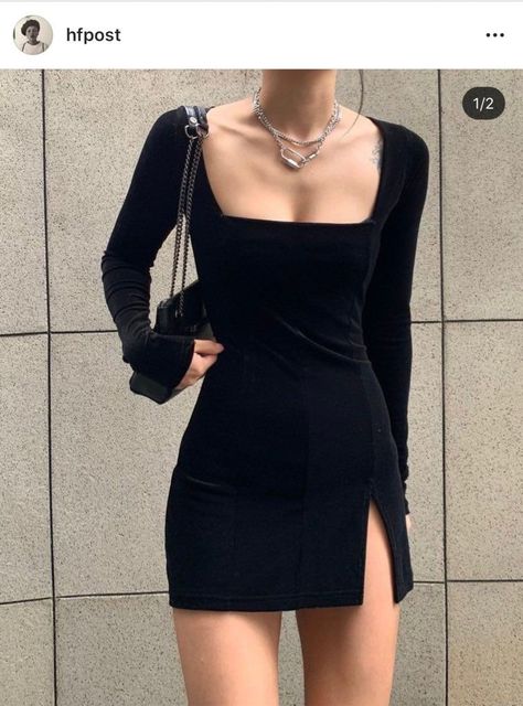 b132ecc1609bfcf302615847c1caa69adesc40602417ri Tight Dress Outfit, Tight Mini Dress, Black Dress Outfits, Mode Inspo, Fancy Outfits, Looks Style, Looks Vintage, Outfits Casuales, Black Outfit