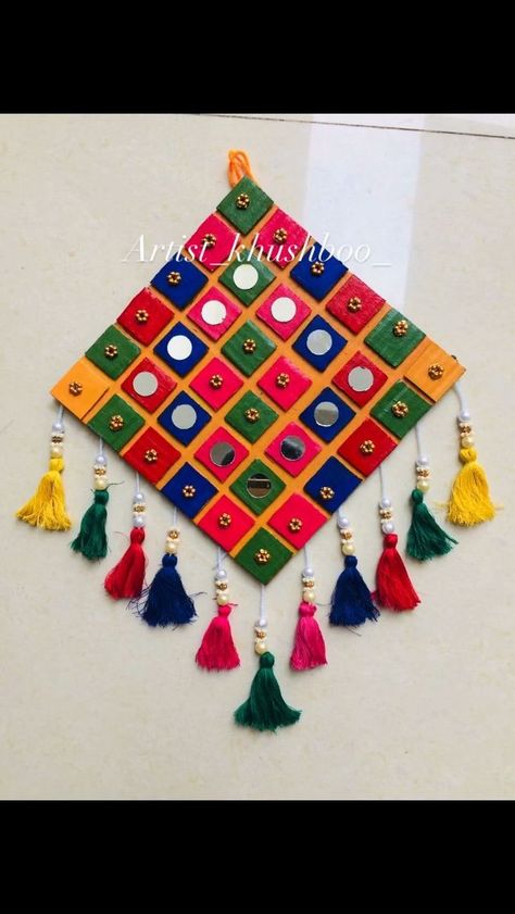 Diy Wall Hanging Crafts, Kites Craft, Hanging Crafts, Rajasthani Art, Diy Crafts Love, Diy Diwali Decorations, Diwali Craft, Diwali Diy, Puja Room