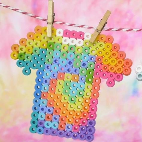 Tie Dye Perler Bead Patterns, Pixelated Art, Bead Things, Perler Designs, Kandi Inspo, Plastic Lace, Beads Patterns, Fuse Bead Patterns, Diy Perler Bead Crafts