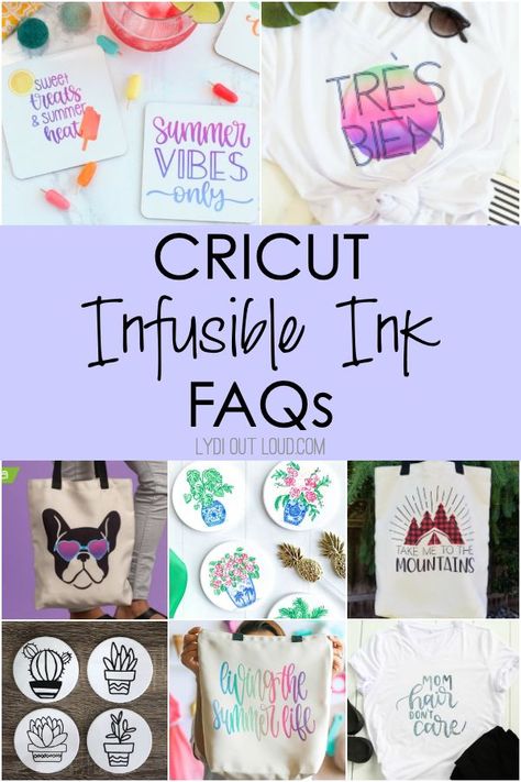 Cricut Infusible Ink FAQs. Everything you need to know about Cricut Infusible Ink along with some amazing project inspiration so you can learn how to make your very own designs with the cricut. This DIY craft is great for home decor and gift ideas. #cricut #diy #projectideas #cricutideas #forbeginners @lydioutloud Cricut Infusible Ink Projects, Infusible Ink Projects, Invisible Ink, Diy Projects To Sell, Projets Cricut, Ink Crafts, Cricut Projects Beginner, Work Diy, Infusible Ink