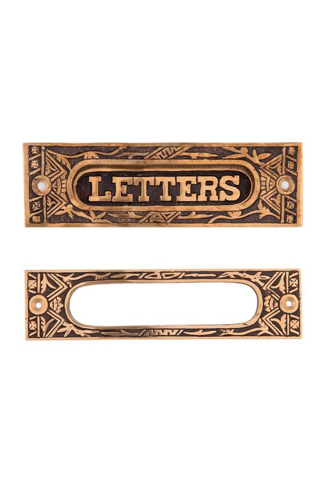 Oriental Mail Slot #1346 By Charleston Hardware. Architecture Restoration, Neoclassical Pattern, Fun Beauty Products, Mail Slots, Door Letters, Mail Slot, Back Plates, Greco Roman, Roman Architecture