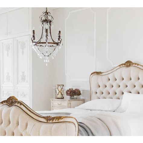 Essence Vintage Large Chandelier | Bedroom Chandelier Parisian Style Bedroom, Rococo Bedroom, Living Etc Magazine, Rococo Bed, French Beds, Royal Bedroom Design, Paris Bedroom, Future Bedroom, Living Etc