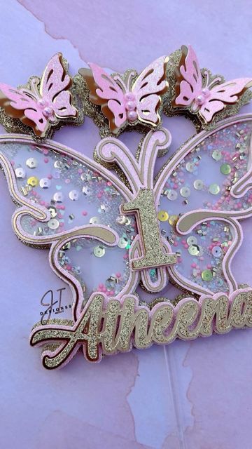 1st Birthday Butterfly Theme, Birthday Butterfly Theme, Unicorn Number Cake, 1st Birthday Butterfly, Cake Topper Butterfly, Butterfly Theme Cake, Fondant Unicorn Cake Toppers, Diy Unicorn Cake, Donut Cake Topper