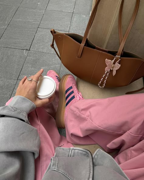 on Thursdays we wear pink🩷🍧🩰✨ Brown Adidas, Coffee Pics, Soft Girl Style, Hyper Feminine, Aesthetic Story, Cute Angel, Cute Modest Outfits, Brown And Pink, Feminine Outfits