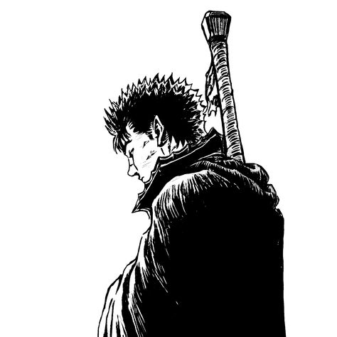 Guts Icon, Berserk Anime 1997, Hard Drawings, White Bg, Star Wars Background, Icon White, Graphic Design Tutorials, Dark Souls, Male Art