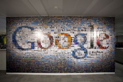 Great creative wall art. Cool team building exercise. Google Office, Google Logo, Photo Mosaic, Logo Wall, Montage Photo, Art Contest, Office Art, Office Walls, Mosaic Wall