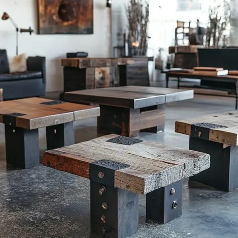 5 DIY Industrial Style Coffee Tables - Recipes Time Industrial Style Coffee Table, Home Making, Coffee Tables, Industrial Style, Diy Furniture, Coffee Table, Coffee, Furniture