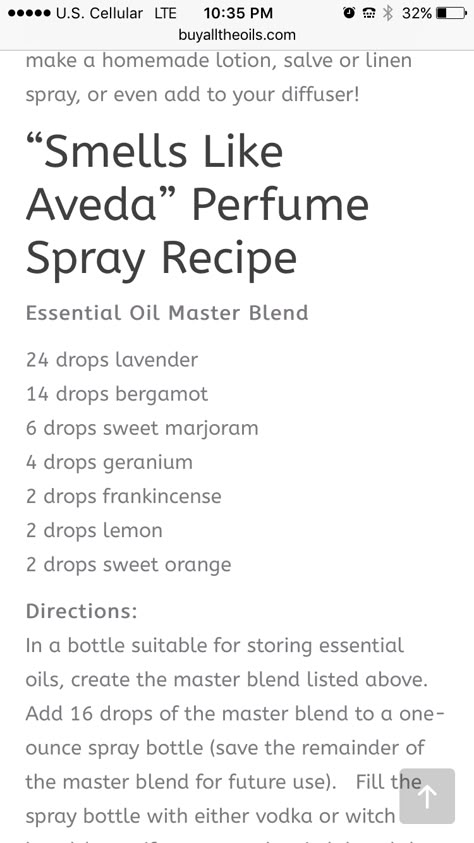 Vanilla Essential Oil Perfume Recipes, Essential Oil Perfume Recipes Spray, Aveda Essential Oil Recipe, Essential Oil Body Spray Recipes Homemade Perfume, Aveda Essential Oil Blend, Aveda Diffuser Blend, Essential Oil Perfumes Recipes, Essential Oil Spray, Perfume Recipes