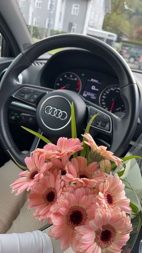 Audi Aesthetic Girl, Audi Flowers, Audi Car Aesthetic, Pink Audi, Audi Jeep, Car With Flowers, Audi Girl, Winter Hamilton, Chestnut Springs Series