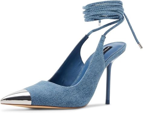 Amazon.com | Steve Madden Women's Jessica Rich Mira Pump, Denim Multi, 7.5 | Pumps Steve Madden Blue Heels, Luxury High Heel Denim Heels, Steve Madden, Pumps