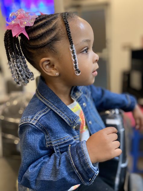 Beads Natural Hairstyles, African Braids Hairstyles For Kids, Baby's Hairstyle, Toddler Box Braids, Braids Hairstyles For Kids, Toddlers Hairstyles, Kids Cornrows, Toddler Braided Hairstyles, Toddler Braids