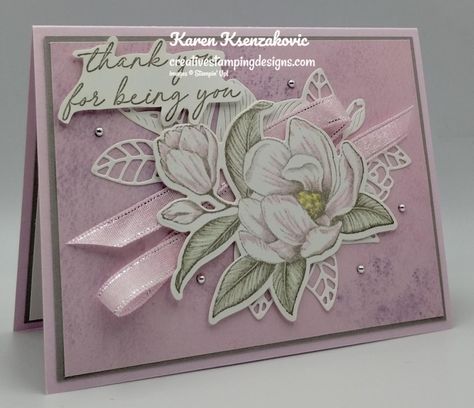 Stampin Up Magnolia Mood, Magnolia Mood Stampin Up Cards, Flower Magnolia, Mood Card, Magnolia Stamps, Summer Cards, Classic Card, March 2024, Stamping Up Cards