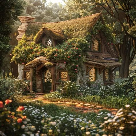 Fantasy Cottage Art, Fairytale House Interior, Medieval Cottage, Wall Table Decor, Fairy Tale Cottage, Fantasy Cottage, Magical House, Gem Crafts, Fairytale House