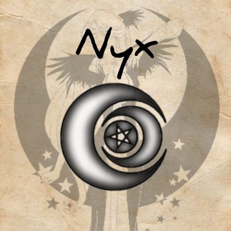 Nyx- Simbolo Nyx Symbol Greek Mythology, Nyx Symbol Tattoo, Nyx Symbol, Nyx Tattoo Goddesses, Nocturnal Witch, Nyx Tattoo, Nyx Greek Goddess, Athena Tattoo, Greek Mythology Gods