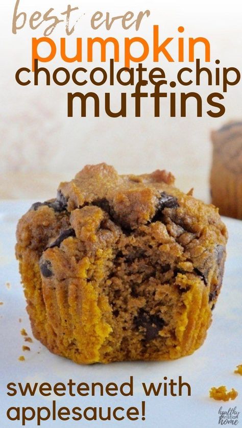 Healthy Pumpkin Chocolate Chip Muffins, Low Sugar Muffins, Healthy Chocolate Chip Muffins, Low Sugar Breakfast, Healthy Pumpkin Muffins, Pumpkin Recipes Healthy, Dessert Parfait, Pumpkin Chocolate Chip Muffins, Healthy Chocolate Chip