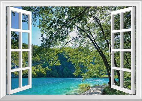 Amazon.com: FLFK Fake Window Wall Sticker - Spring Faux Window Wall Mural for Wall Decor, Stick and Peel Wall Decals,24"x16" : Everything Else Window Wall Mural, Sticker For Wall, Outdoors Indoors, Fake Window, Window Inserts, Airy Room, Faux Window, Wall Decor Decals, Screen Color