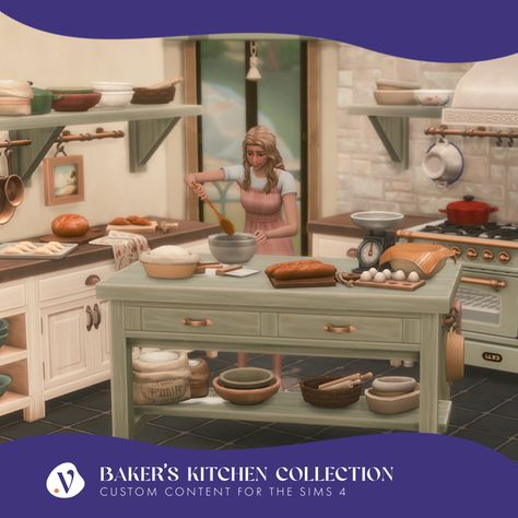 Baker's Kitchen Collection Part 2 | Patreon Bakers Kitchen, Sims 4 Kitchen, Sims 4 Bedroom, The Sims 4 Packs, Sims 4 Expansions, Casas The Sims 4, Sims Building, Sims 4 Dresses, Sims 4 Cc Packs