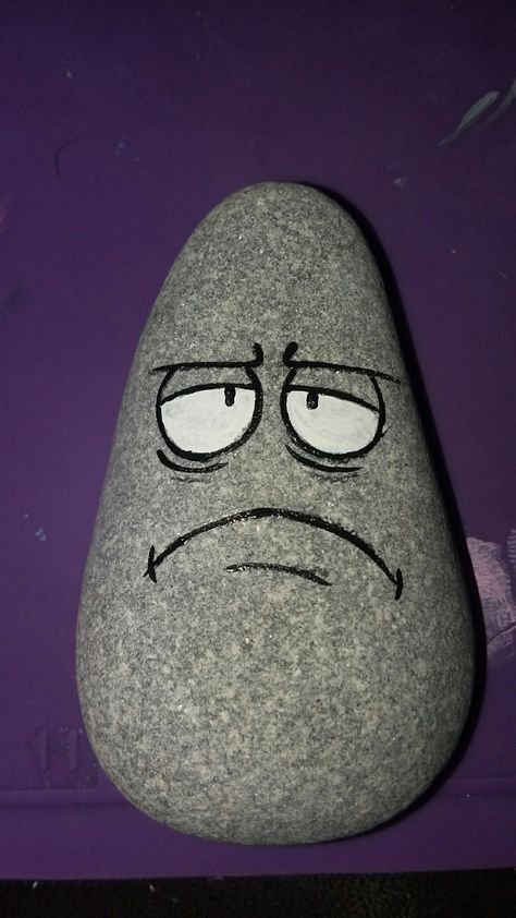 Cute Rock Drawing, A Rock, Rock Drawing Ideas, Rock Painting Faces, Rock Faces, Easy Rock Art, Rock Painting Animals, How To Make A Pet Rock, Rock Painting Easy