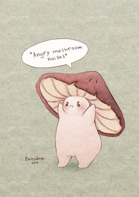 Mushlings Art, Fairydrop Art, Angry Mushroom, Mushroom Guy, Mushroom Drawing, Cute Mushroom, Cute Doodle Art, Mushroom Art, Cute Little Drawings