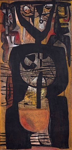 Skotnes Cecil | Icon (1965) | MutualArt Cecil Skotnes, Graham Sutherland, South African Art, Visual Notes, Abstract Flower Art, South African Artists, Expressionist Painting, Art Brut, Assemblage Art