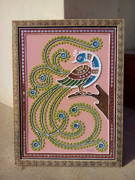 Art Ideas Painting Canvases, Kamal Flower, Mud Mirror Work, Trendy Art Ideas, Lippan Kaam, Art Ideas Painting, Layer Painting, Mud Art, Painted Mirror Art