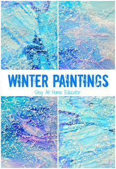 'Tis the season for winter themes in preschool, and these mixed medium winter paintings by Stay At Home Educator are perfect for young toddlers as well as older preschoolers and kindergartners. Kindergarten Collage, Winter Process Art, January Preschool, Winter Theme Preschool, Winter Unit, Winter Paintings, Preschool Winter, Snow Theme, Winter Art Projects