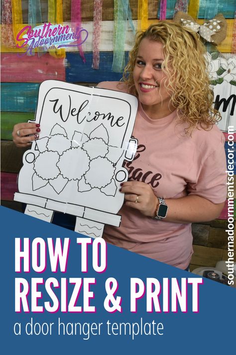 I’m going to show you how to take an image or template that you have and resize it so that it is easier to print! Door Hanger Template Free Printable, Door Hanger Patterns, Diy Wood Door Hanger, Wood Cutouts Diy, Door Hanger Ideas, Door Hanger Templates, Paint Lettering, Craft Signs, Beginners Art