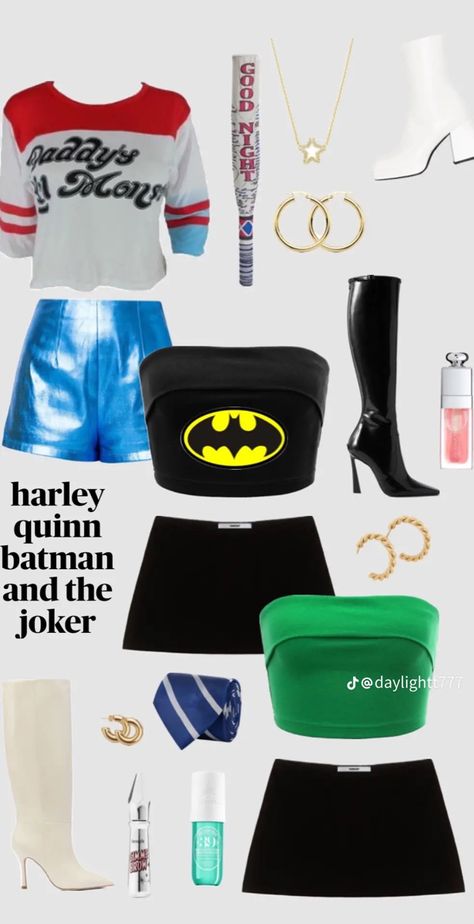 Halloween Costume Trio, Trio Ideas, Harley Quinn Disfraz, Batman And The Joker, Halloween Trio, Teenage Halloween Costumes, Trio Costumes, Cute Group Halloween Costumes, Classy Halloween Costumes