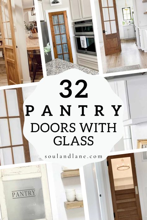 Turn your pantry into a stylish showcase with doors that feature glass panels. This design choice is not just about aesthetics; it's a practical way to keep an eye on your supplies and inspire your next culinary adventure. Explore our collection of pantry door ideas, from classic to contemporary, and see how adding a glass element can illuminate and enlarge your space. Whether you prefer a minimalist look or something more ornate, these doors are the perfect blend of form and function. Interior Door Colors Modern Farmhouse Pantry, Split Pantry Door, Wood Door For Pantry, Cute Pantry Door Ideas, 6 Lite Pantry Door, 8 Ft Pantry Door Ideas, Tinted Glass Pantry Door, Pantry Swinging Door Ideas, Black Pantry Door Ideas Modern