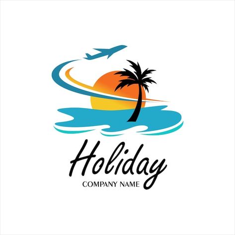 Vecteur vacances d'été vector logo illus... | Premium Vector #Freepik #vector #plage-vintage #logo-vacances #affiche-plage #vacances Logo Illustration, Company Names, Vector Logo, Premium Vector, Logos