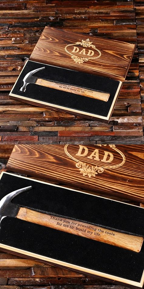 Buy Personalized Carpenter Hammer with Engraved Wood Gift-Box and other party favors and personalized gifts. Groomsmen Kit, Fathers Day Gift Basket, Gifts For Carpenters, Wood Gift Box, Wood Working Gifts, Personalized Gifts For Dad, Groomsmen Gifts, Fathers Day Crafts, Gifts For New Dads